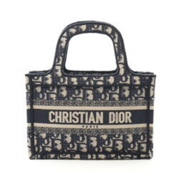 Dior BOOK TOTE Handbag Canvas Navy Blue Beige - Picture 1 of 7
